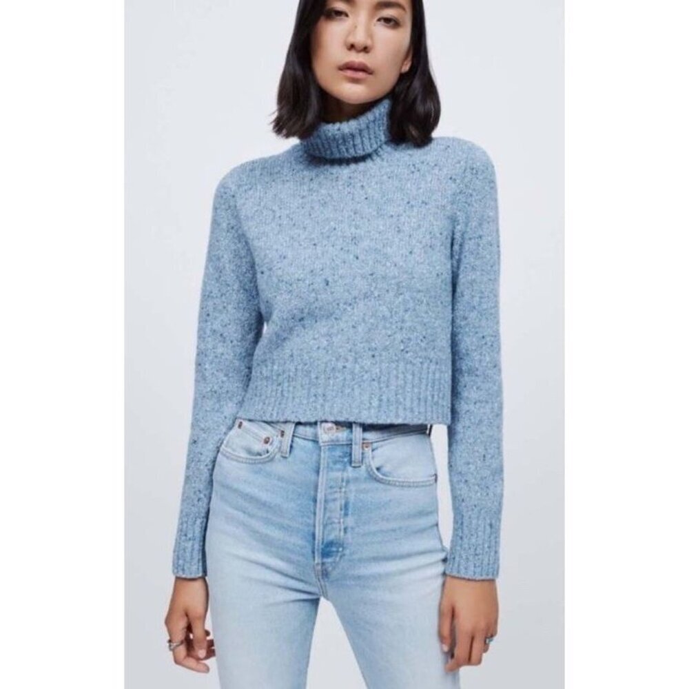 Re/Done Cropped Turtleneck Sweater Blue Women’s Sky‎ $425 size small S